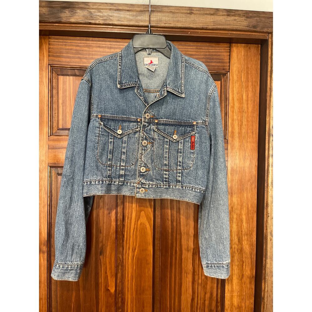 Y2K Crazy Horse Legend cropped Denim Jacket Small